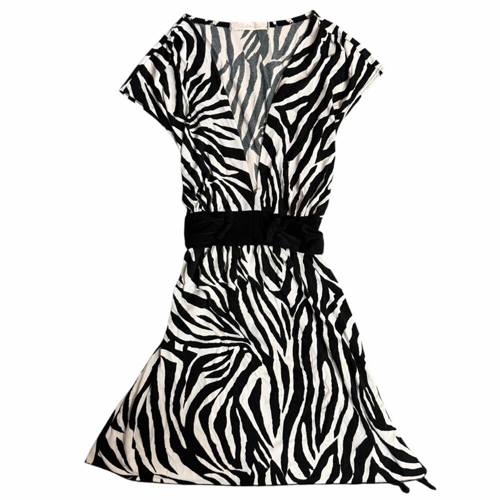 Vintage Y2K Charlotte Russe Zebra Baby Top With Tie Size Medium